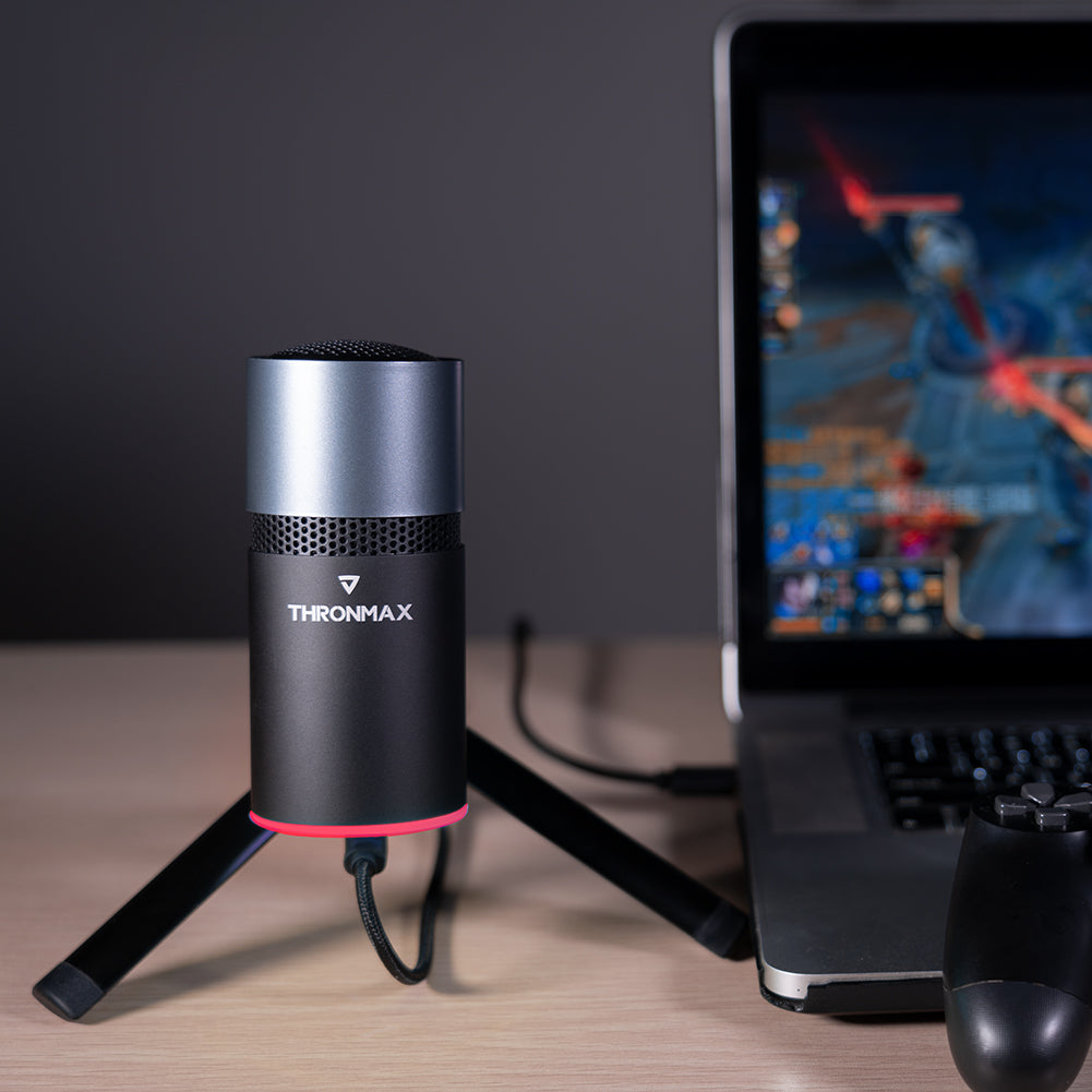 Thronmax M8 Pulse | USB Condenser Mic | Gaming, Podcasts, YouTube, Music Recording, Streaming, Online Calls | VERTIGAIN® Technology | Stand & 360° Adapter Included Thronmax